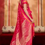 Exquisite Pink Pure Zari Weaving Banarasi Silk Saree With Smart Blouse Piece