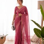 Grandiose Pink Banarasi Viscose Silk Saree With Winsome Blouse Piece