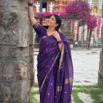 Exemplary Purple Cotton Silk Saree With Staring Blouse Piece