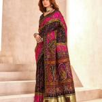 Tantalizing Black Nylon Dola Pashmina Saree With Beauteous Blouse Piece