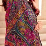 Refreshing Rama Nylon Dola Pashmina Saree With Scrumptious Blouse Piece