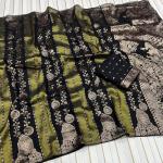 Woebegone Black Soft Banarasi Tissue Silk Saree With Luminous Blouse Piece