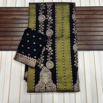 Woebegone Black Soft Banarasi Tissue Silk Saree With Luminous Blouse Piece