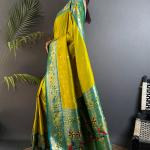 Sempiternal Mustard Paithani Silk Saree With Glittering Blouse Piece