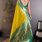 Sempiternal Mustard Paithani Silk Saree With Glittering Blouse Piece