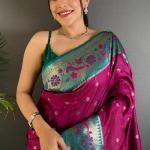 Profuse Purple Paithani Silk Saree With Sensational Blouse Piece