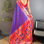 Resonant Royal Purple Paithani Silk Saree With Evanescent Blouse Piece