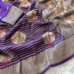 Epiphany Purple Soft Banarasi Silk Saree With Devastating Blouse Piece