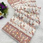 Diaphanous Off White Nylon Dola Pashmina Saree With Zephyr Blouse Piece