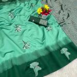 Panoply Sea Green Soft Silk Saree With Elaborate Blouse Piece