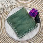 Pleasant Sea Green Swarovski Work Fandy Silk Saree With Phenomenal Blouse Piece