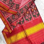 Unequalled Pink Ikkat Printed Patola Silk Saree With Panoply Blouse Piece
