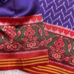 Gossamer Royal Blue Ikkat Printed Patola Silk Saree With Grandiose Blouse Piece