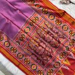 Majestic Purple Ikkat Printed Patola Silk Saree With Beautiful Blouse Piece