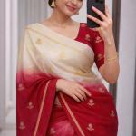 Quixotic Beige and Maroon Banarasi Khadi Silk Saree With Delectable Blouse Piece