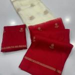 Quixotic Beige and Maroon Banarasi Khadi Silk Saree With Delectable Blouse Piece