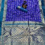 Designer Royal Blue Pure Zari Weaving Banarasi Silk Saree With Lustrous Blouse Piece