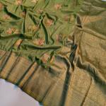 Sempiternal Pista Banarasi Dola Silk Saree With Girlish Blouse Piece