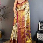 Dulcet Beige Kanjivaram Silk Saree With Gorgeous Blouse Piece