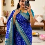 Prodigal Royal Blue Pure Zari Weaving Banarasi Silk Saree With Majesty Blouse Piece