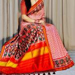 Engaging Pink Patola Lagdi Patta Saree With Beauteous Blouse Piece