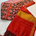 Engaging Pink Patola Lagdi Patta Saree With Beauteous Blouse Piece