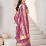 Magnificat Wine Zari Weaving Linen Silk Saree With Rhapsody Blouse Piece