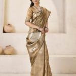 Marvellous Brown Zari Weaving Linen Silk Saree With Smart Blouse Piece