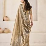 Marvellous Brown Zari Weaving Linen Silk Saree With Smart Blouse Piece