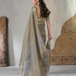 Resplendent Grey Zari Weaving Linen Silk Saree With Splendiferous Blouse Piece