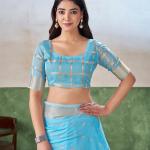 Scintilla Firozi Zari Weaving Linen Silk Saree With Adorable Blouse Piece