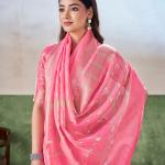Proficient Pink Zari Weaving Linen Silk Saree With Exuberant Blouse Piece