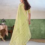 Panache Pista Zari Weaving Linen Silk Saree With Fancifull Blouse Piece