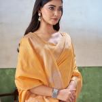 Vivacious Yellow Zari Weaving Linen Silk Saree With Hypnotic Blouse Piece