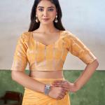 Vivacious Yellow Zari Weaving Linen Silk Saree With Hypnotic Blouse Piece