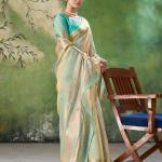 Staring Multicolor Zari Weaving Linen Silk Saree With Precious Blouse Piece