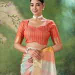Mesmerising Multicolor Zari Weaving Linen Silk Saree With Enigmatic Blouse Piece