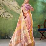 Ravishing Multicolor Zari Weaving Linen Silk Saree With Delightful Blouse Piece