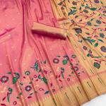 Whimsical Pink Tissue Silk Paithani Saree With Enthralling Blouse Piece