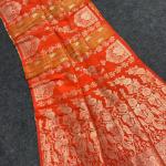 Scintilla Orange Banarasi Tissue Silk Saree With Adorable Blouse Piece