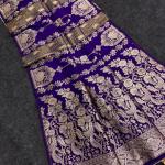 Proficient Royal Blue Banarasi Tissue Silk Saree With Exuberant Blouse Piece