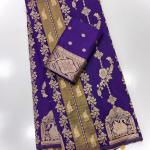 Proficient Royal Blue Banarasi Tissue Silk Saree With Exuberant Blouse Piece