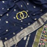 Panache Black Banarasi Tissue Silk Saree With Fancifull Blouse Piece