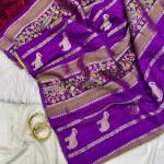 Vivacious Purple Banarasi Tissue Silk Saree With Hypnotic Blouse Piece