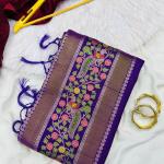 Vivacious Purple Banarasi Tissue Silk Saree With Hypnotic Blouse Piece