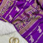 Vivacious Purple Banarasi Tissue Silk Saree With Hypnotic Blouse Piece