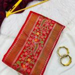 Murmurous Red Banarasi Tissue Silk Saree With Sophisticated Blouse Piece