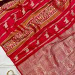 Murmurous Red Banarasi Tissue Silk Saree With Sophisticated Blouse Piece