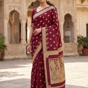 Resonant Maroon Soft Silk Saree With Excellent Blouse Piece