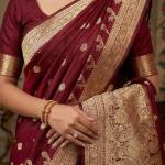 Resonant Maroon Soft Silk Saree With Excellent Blouse Piece